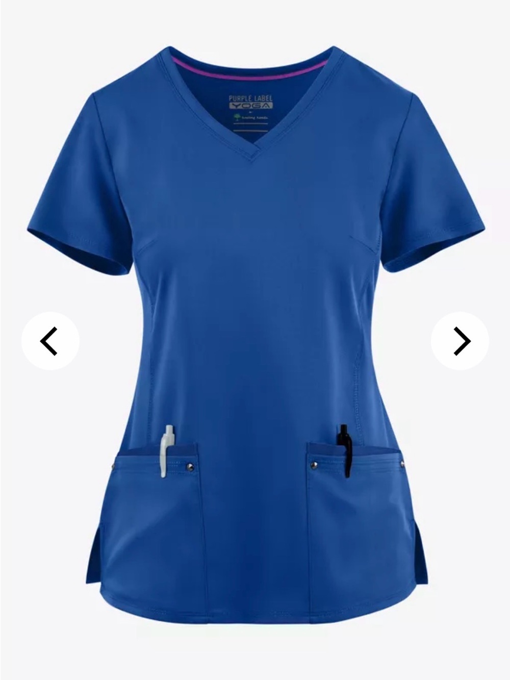 Healing hands Purple label Royal Blue Scrub set top and Tori Yoga Pants